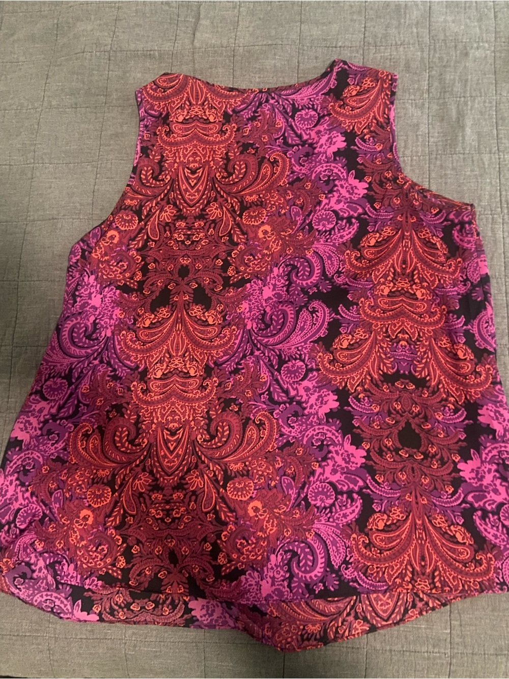 Sleeveless Paisley Print Women's Top - Pink & Red sami&jo 2x